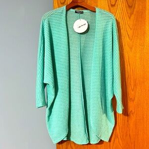 Heimish USA  waffle cardigan with dolman sleeves - Sz L - Aqua